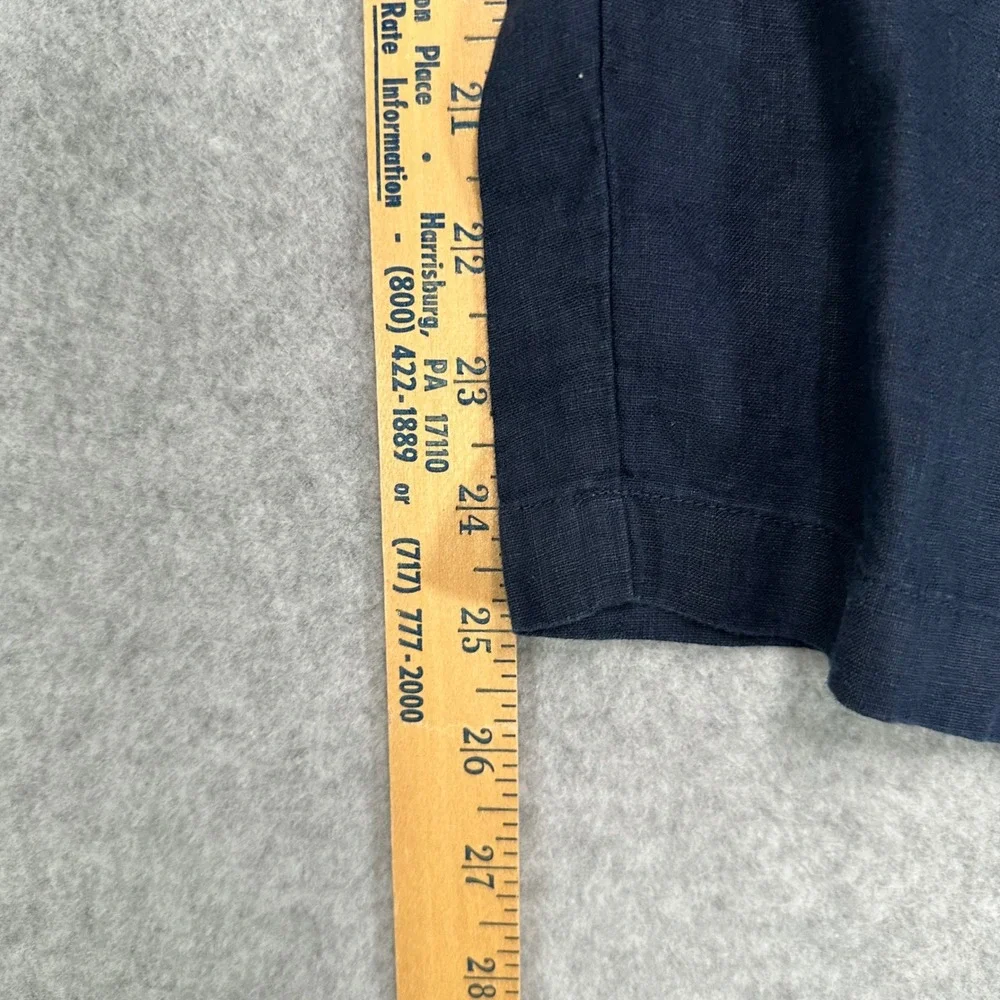 Quince Navy Blue 100% Linen Elastic Waist Straight Leg Cropped Pants Womens XL